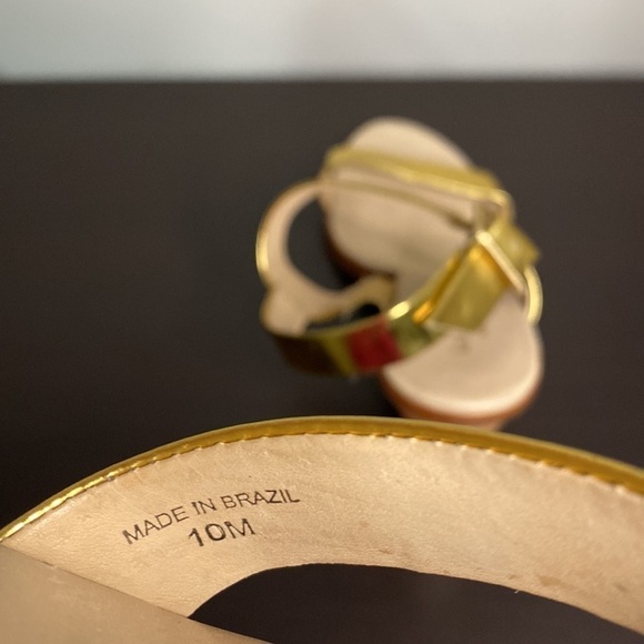 Kate Spade Wedges Sz 10 Gold Heels Metallic Sandals Party Shoes Strappy NEW - Picture 9 of 13